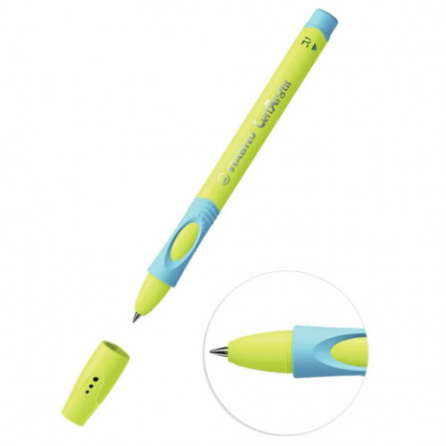 Ручка шариковая с грипом STABILO LeftRight, СИНЯЯ, для правшей, корпус желтый/голубой, 6328/8-10-41
