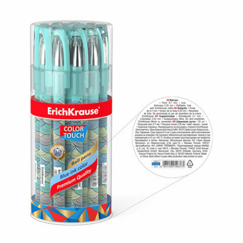 Ручка шариковая ERICH KRAUSE ColorTouch Emerald wave, СИНЯЯ, узел 0,7 мм, линия письма 0,35 мм, 50819