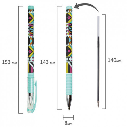 Ручка шариковая ERICH KRAUSE ColorTouch Ornament, СИНЯЯ, узел 0,7 мм, линия письма 0,35 мм, 50820