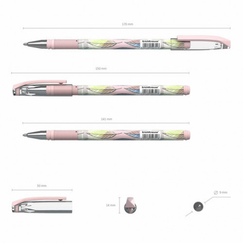 Ручка шариковая ERICH KRAUSE ColorTouch Flora, СИНЯЯ, узел 0,7 мм, линия письма 0,35 мм, 50741