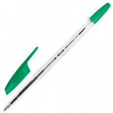 Ручка шариковая BRAUBERG X-333, ЗЕЛЕНАЯ, корпус прозрачный, узел 0,7 мм, линия письма 0,35 мм, 142408