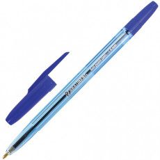 Ручка шариковая BRAUBERG Carina Blue, СИНЯЯ, корпус тонированный синий, узел 1 мм, линия письма 0,5 мм, 141669
