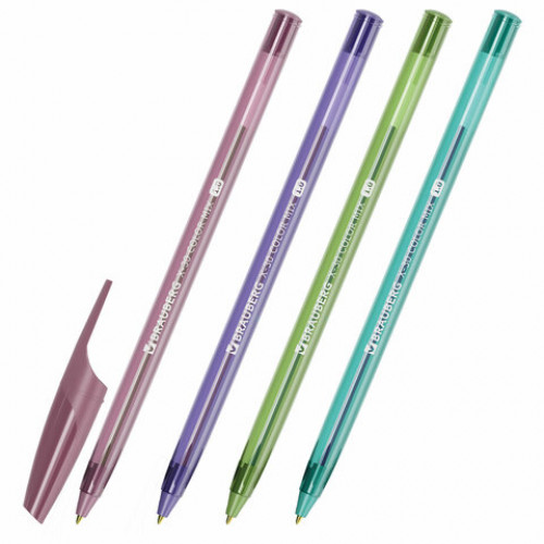 Ручки шариковые BRAUBERG X-30 COLOR MIX, КОМПЛЕКТ 12 ШТ., СИНИЕ, пишущий узел 1 мм, линия письма 0,5 мм, 144336