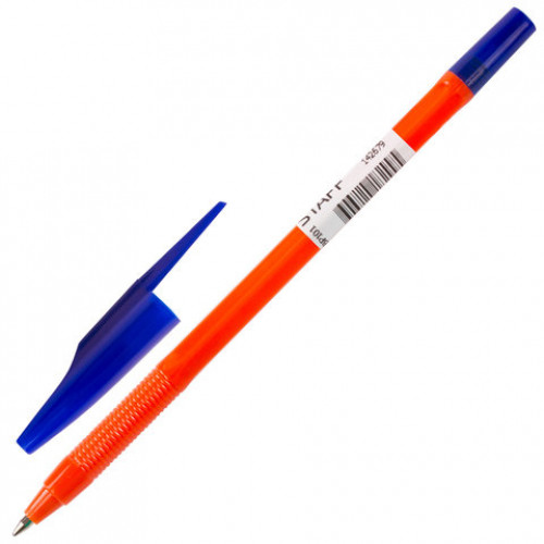 Ручка шариковая масляная STAFF Flare, СИНЯЯ, корпус оранжевый, узел 1 мм, линия письма 0,7 мм, 142679
