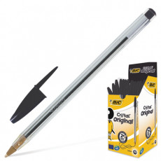 Ручка шариковая BIC Cristal, ЧЕРНАЯ, корпус прозрачный, узел 1 мм, линия письма 0,32 мм, 847897 Ручка шариковая BIC Cristal, ЧЕРНАЯ, корпус прозрачный, узел 1 мм, линия письма 0,32 мм, 847897