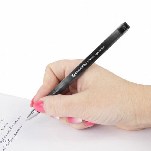 Ручка шариковая масляная BRAUBERG Profi-Oil, ЧЕРНАЯ, корпус с печатью, узел 0,7 мм, линия письма 0,35 мм, 141633