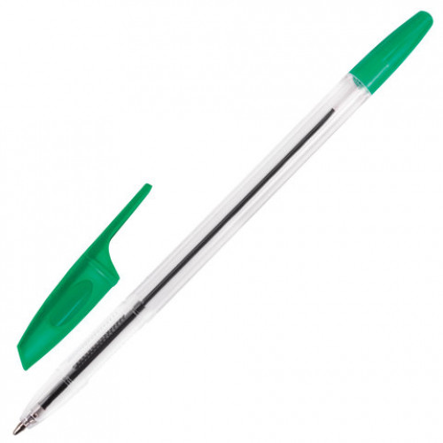 Ручка шариковая BRAUBERG X-333, ЗЕЛЕНАЯ, корпус прозрачный, узел 0,7 мм, линия письма 0,35 мм, 142408