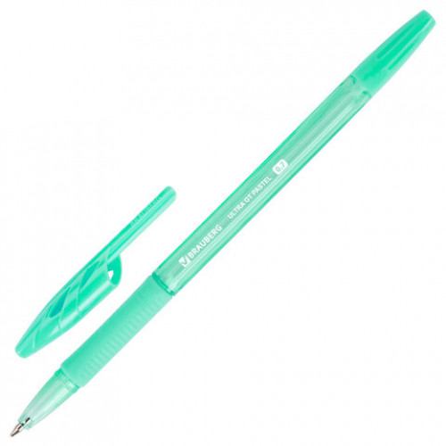 Ручки шариковые с грипом BRAUBERG ULTRA GT PASTEL, НАБОР 4 ШТУКИ, СИНИЕ, узел 0,7 мм, линия 0,35 мм, 144533