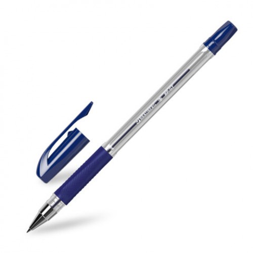 Ручка шариковая BRAUBERG BP-GT, СИНЯЯ, корпус прозрачный, стандартный узел 0,7 мм, линия письма 0,35 мм, 144004