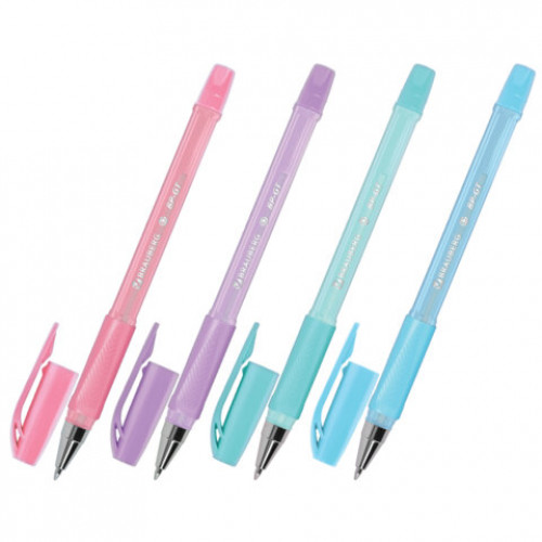 Ручка шариковая BRAUBERG BP-GT PASTEL, СИНЯЯ, корпус ассорти, пишущий узел 0,7мм, линия письма 0,35 мм, 144503