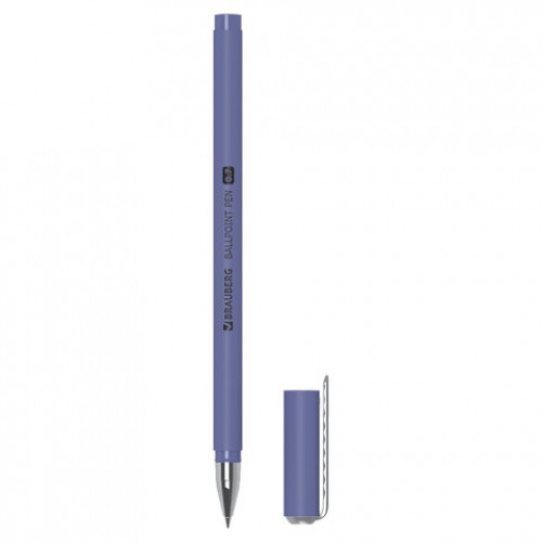 Ручка шариковая BRAUBERG SOFT TOUCH STICK METALLIC, СИНЯЯ, мягкое покрытие, корпус ассорти, узел 0,7 мм, 143699