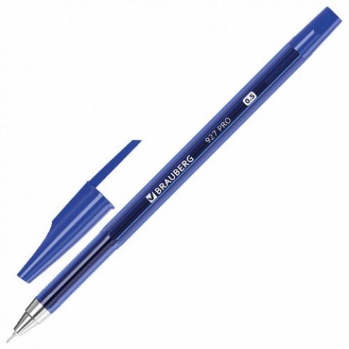 Ручки шариковые BRAUBERG 927 PRO WRITING 3.0, КОМПЛЕКТ 12 ШТ., СИНИЕ, пишущий узел 0,5 мм, линия письма 0,25 мм, 144338