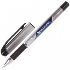 Ручка шариковая масляная с грипом BRAUBERG Signature, СИНЯЯ, печать, узел 0,7 мм, линия письма 0,35 мм, 142688