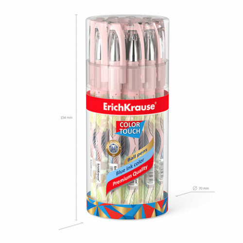 Ручка шариковая ERICH KRAUSE ColorTouch Flora, СИНЯЯ, узел 0,7 мм, линия письма 0,35 мм, 50741
