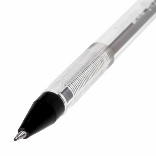 Ручка шариковая масляная BRAUBERG Rite-Oil, ЧЕРНАЯ, корпус прозрачный, узел 0,7 мм, линия письма 0,35 мм, 142147