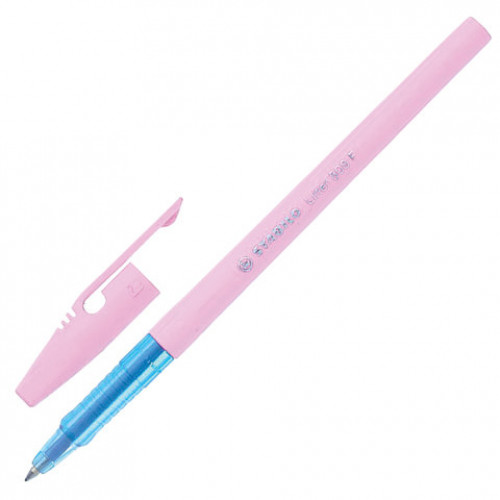 Ручка шариковая STABILO Liner Pastel, СИНЯЯ, корпус розовый, узел 0,7 мм, линия письма 0,3 мм, 808FP1041-4