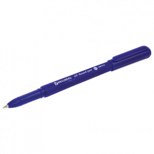 Ручка шариковая масляная BRAUBERG Fine, СИНЯЯ, корпус синий, узел 0,7 мм, линия письма 0,35 мм, 142947