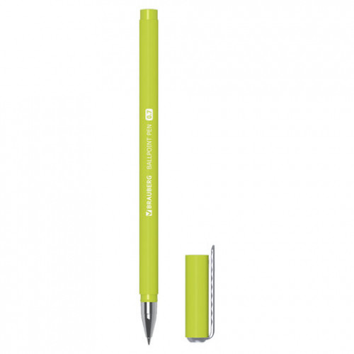 Ручка шариковая BRAUBERG SOFT TOUCH STICK NEON, СИНЯЯ, мягкое покрытие, корпус ассорти, узел 0,7 мм, 143697