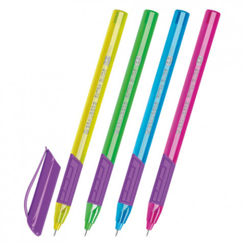 Ручка шариковая масляная с грипом BRAUBERG Extra Glide GT Color, СИНЯЯ, трехгранная, игольчатый наконечник 0,7 мм, линия 0,5 мм, 144264