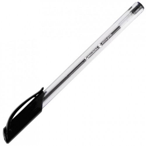 Ручка шариковая масляная BRAUBERG Extra Glide, ЧЕРНАЯ, трехгранная, узел 1 мм, линия письма 0,5 мм, 142135