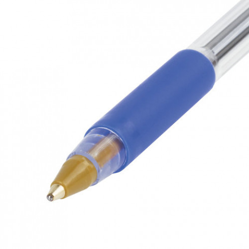 Ручка шариковая с грипом BIC Cristal Grip, СИНЯЯ, корпус прозрачный, узел 1 мм, линия письма 0,32 мм, 889985