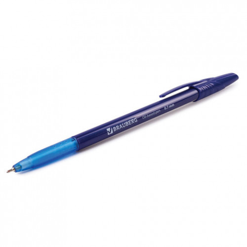 Ручка шариковая масляная BRAUBERG Oil Base, СИНЯЯ, корпус синий, узел 0,7 мм, линия письма 0,35 мм, 141634