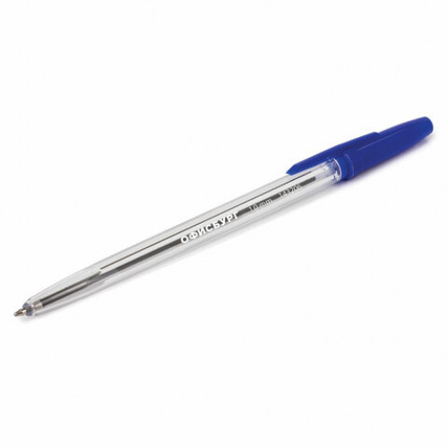 Ручка шариковая ОФИСБУРГ Line, корпус прозрачный, узел 1 мм, линия письма 0,5 мм, синяя, 143206
