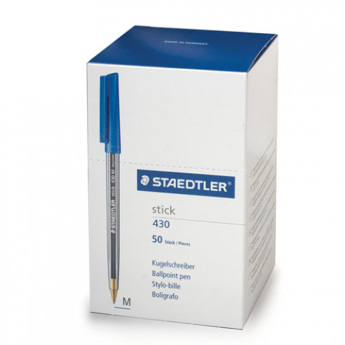 Ручка шариковая STAEDTLER Stick Document, СИНЯЯ, корпус прозрачный, узел 1,2 мм, линия письма 0,5 мм, 430 M 03