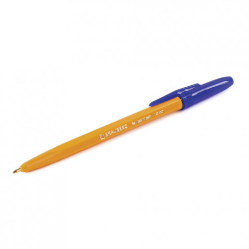 Ручка шариковая BRAUBERG Carina Orange, СИНЯЯ, корпус оранжевый, узел 1 мм, линия письма 0,5 мм, 141668