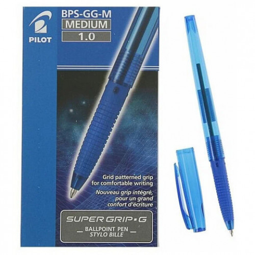 Ручка шариковая с грипом PILOT Super Grip G, СИНЯЯ, узел 1мм, линия 0,27мм, BPS-GG-M L