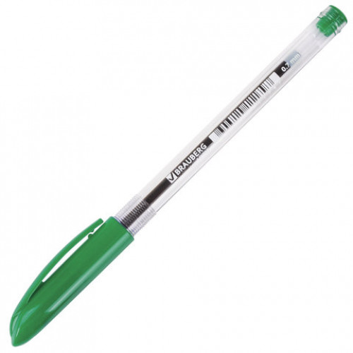 Ручка шариковая масляная BRAUBERG Rite-Oil, ЗЕЛЕНАЯ, корпус прозрачный, узел 0,7 мм, линия письма 0,35 мм, 142149