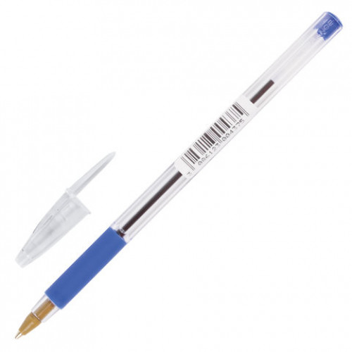 Ручка шариковая с грипом BIC Cristal Grip, СИНЯЯ, корпус прозрачный, узел 1 мм, линия письма 0,32 мм, 889985