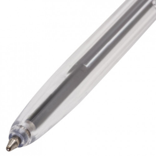 Ручка шариковая BRAUBERG Line, ЧЕРНАЯ, корпус прозрачный, узел 1 мм, линия письма 0,5 мм, 141098