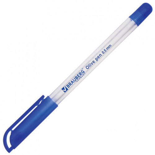 Ручки шариковые масляные BRAUBERG НАБОР 3 шт., СИНИЕ, Olive Pen, узел 0,7 мм, линия 0,5 мм, 141478