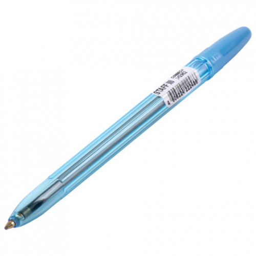 Ручка шариковая масляная STAFF Office, СИНЯЯ, корпус тонированный синий, узел 1 мм, линия письма 0,7 мм, 142962