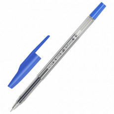 Ручка шариковая STAFF Basic BP-66 CLASSIC, СИНЯЯ, корпус прозрачный, узел 1 мм, линия письма 0,5 мм, 144455