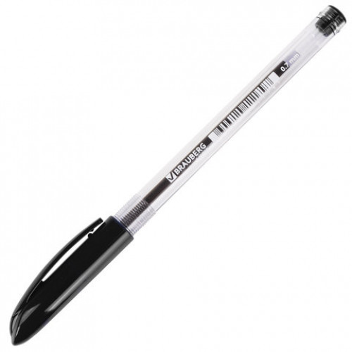 Ручка шариковая масляная BRAUBERG Rite-Oil, ЧЕРНАЯ, корпус прозрачный, узел 0,7 мм, линия письма 0,35 мм, 142147
