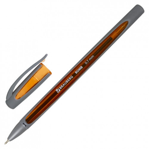 Ручка шариковая масляная BRAUBERG BOMB GT Metallic, СИНЯЯ, прорезиненный корпус ассорти, узел 0,7 мм, линия письма 0,35 мм, 143348