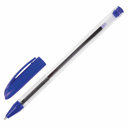 Ручка шариковая масляная BRAUBERG Rite-Oil, СИНЯЯ, корпус прозрачный, узел 0,7 мм, линия письма 0,35 мм, 141702