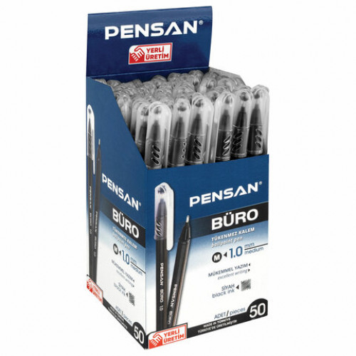 Ручка шариковая масляная PENSAN Buro, ЧЕРНАЯ, игольчатый узел 1 мм, линия письма 0,8 мм, 2270