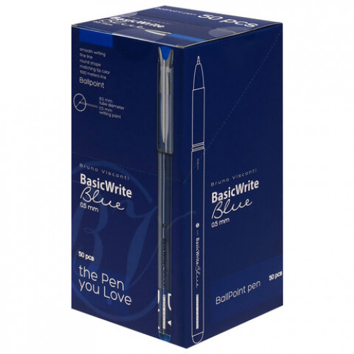 Ручка шариковая BRUNO VISCONTI BasicWrite, синяя, Breeze, 0,5 мм, линия 0,4 мм, 20-0317/01
