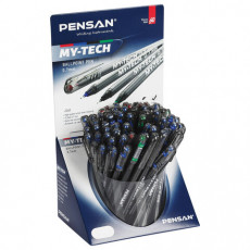 Ручка шариковая масляная PENSAN My-Tech Colored, палитра классических цветов АССОРТИ, игольчатый узел 0,7 мм, линия 0,35 мм, дисплей, 2240, 2240/S60-4