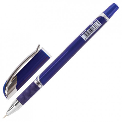 Ручка шариковая масляная с грипом BRAUBERG Sigma Plus, СИНЯЯ, печать, узел 0,7 мм, линия письма 0,35 мм, 142689