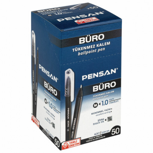 Ручка шариковая масляная PENSAN Buro, ЧЕРНАЯ, игольчатый узел 1 мм, линия письма 0,8 мм, 2270