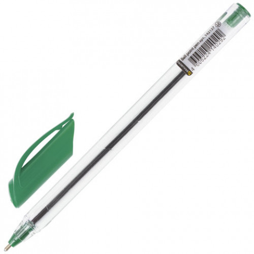 Ручка шариковая масляная BRAUBERG Extra Glide, ЗЕЛЕНАЯ, трехгранная, узел 1 мм, линия письма 0,5 мм, 142137