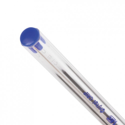 Ручка шариковая с грипом BIC Cristal Grip, СИНЯЯ, корпус прозрачный, узел 1 мм, линия письма 0,32 мм, 889985