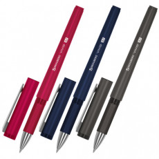 Ручка шариковая с грипом BRAUBERG VIVID, СИНЯЯ, SOFT TOUCH покрытие, узел 0,7 мм, линия письма 0,35 мм, 144396