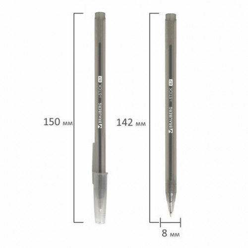 Ручка шариковая BRAUBERG i-STICK, ЧЕРНАЯ, пишущий узел 0,7 мм, линия письма 0,35 мм, 143443