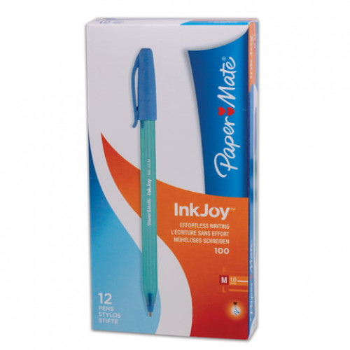 Ручка шариковая PAPER MATE Inkjoy 100, ГОЛУБАЯ, корпус тонированный голубой, узел 1,2 мм, линия письма 1 мм, S0977340