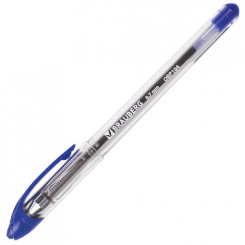 Ручка шариковая масляная BRAUBERG Smooth Write, СИНЯЯ, корпус прозрачный, узел 0,7 мм, линия письма 0,35 мм, 142682